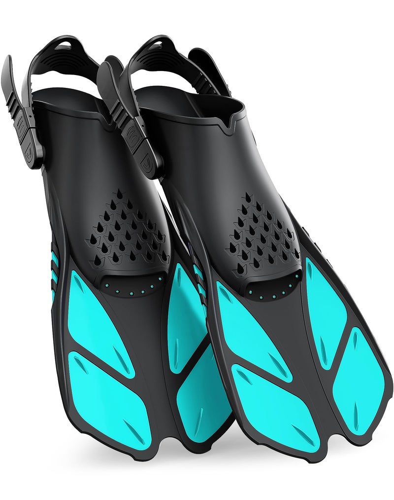 Greatever Snorkel Fins Adjustable Buckles Open Heel Swim Flippers Travel Size Short Swim Fins for Snorkeling Diving Swimming Adult Men Womens - Image 1